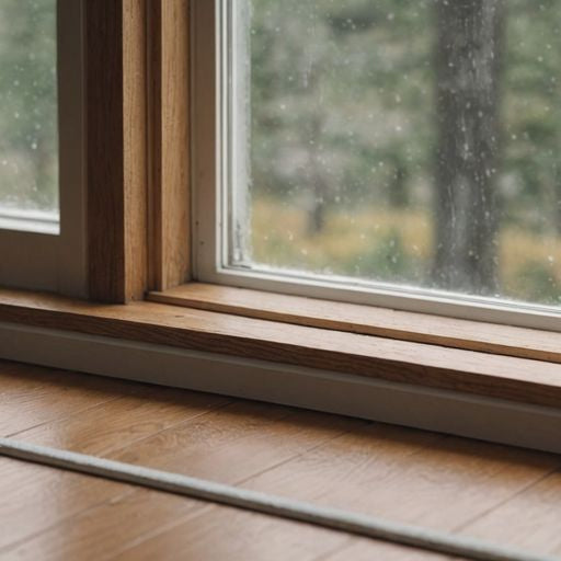 Window with weather strips in a cozy room