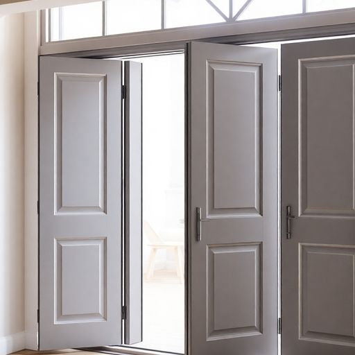 Bifold door partially opened, showing elegant design and space.