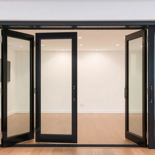 Stylish bifold doors with a seamless design, no track.