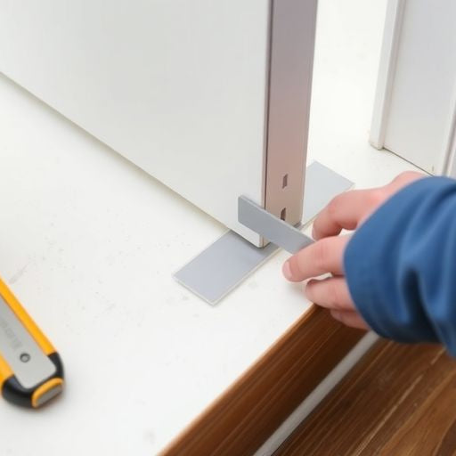 Vinyl threshold insert installation process with tools.