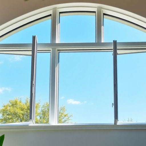 Modern home with elegant casement windows and greenery.