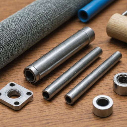 Essential window screen repair parts on wooden surface