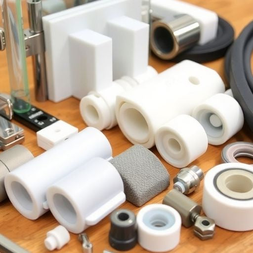 Close-up of shower door parts on a workbench.
