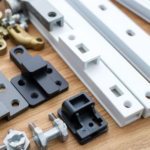 Close-up of window repair parts on a wooden surface.