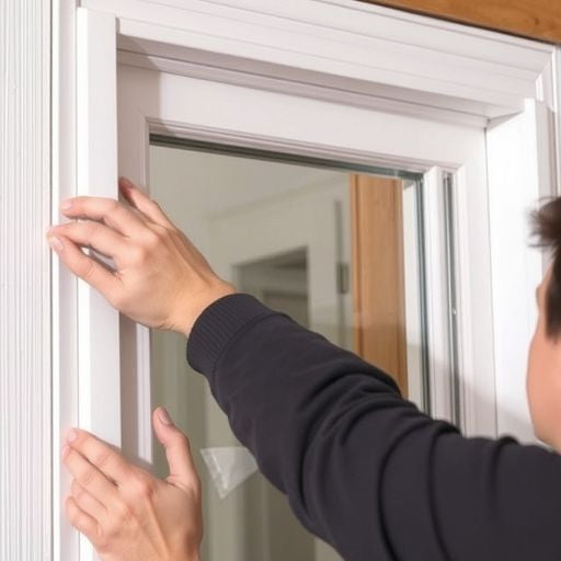 Applying weather stripping to a window frame