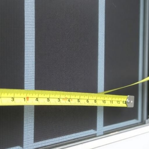 Measuring a window frame for screen replacement.