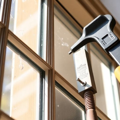 Close-up of window sash replacement with tools and materials.