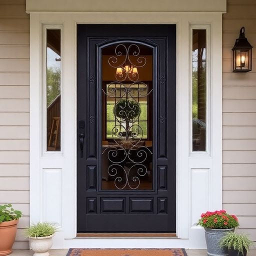 Elegant Anderson screen door in a home entryway.