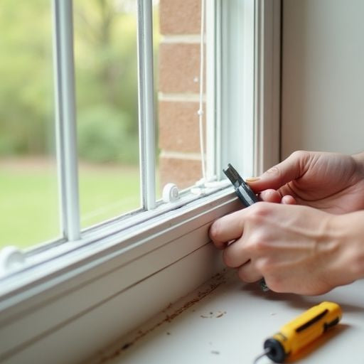 Hands removing double hung window sashes from a frame.