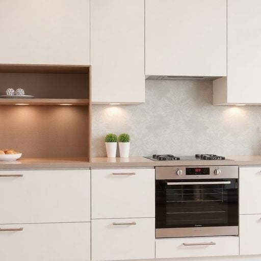 Modern kitchen with soft close cabinet hinges.