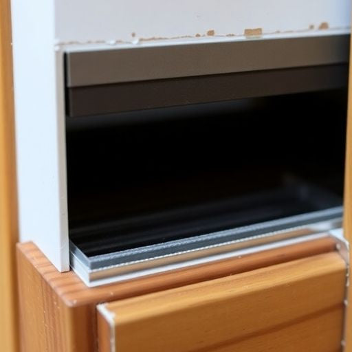 Close-up of door with new kerf weatherstripping installed.