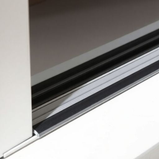 Close-up of a Larson storm door rubber sweep.