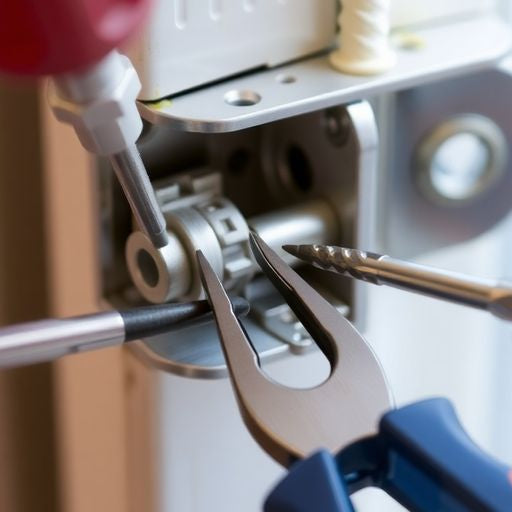 Close-up of a screen door latch repair process.