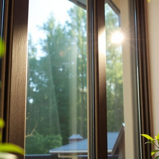 Beautiful Hurd window surrounded by vibrant green foliage.