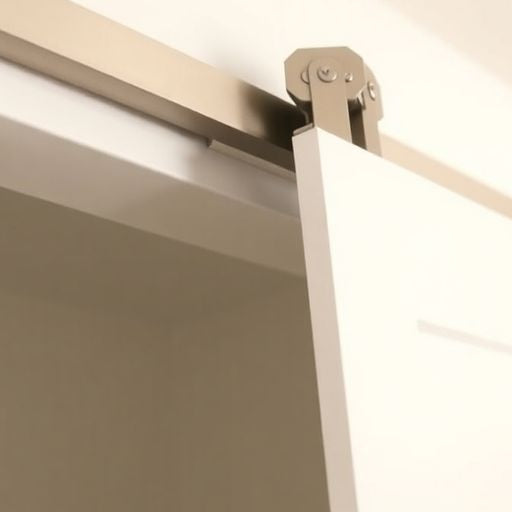 Sliding closet door top track and rollers installation.