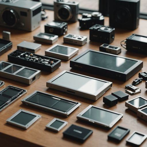 Assorted screen window parts on a wooden surface.