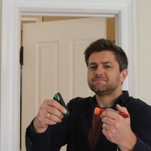 Person removing a pocket door in a home.