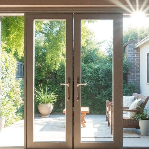 Elegant patio door leading to a sunny outdoor space.