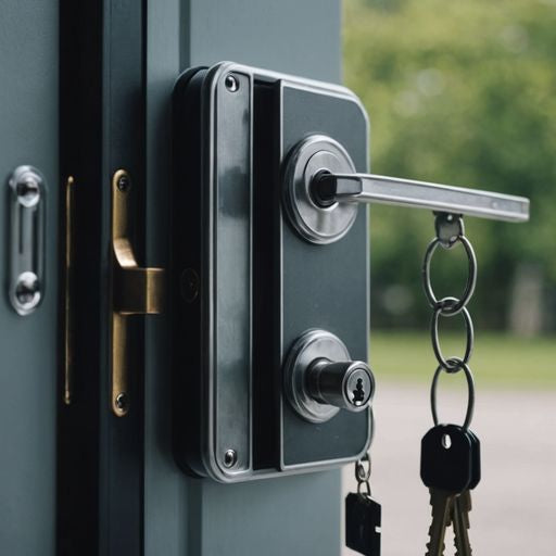 Sliding glass door lock with key for security.