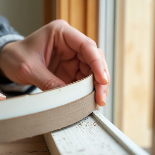 Person sealing a door with weatherstripping for efficiency.