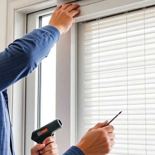 Repairing magnetic blinds inside a door.