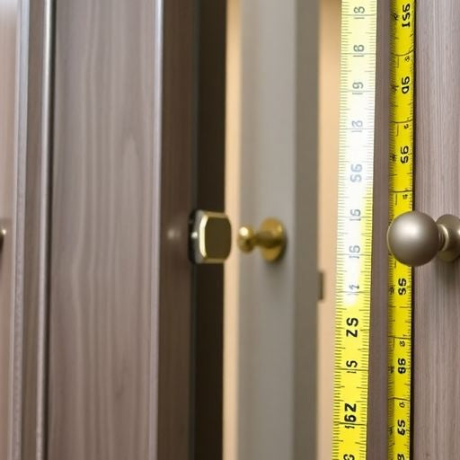 Measuring bifold doors for accurate fitting.