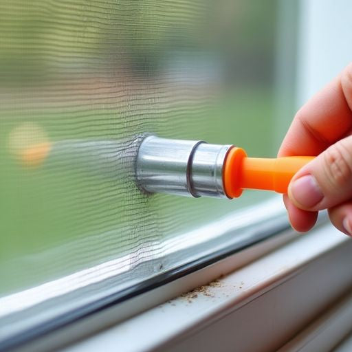 Removing window screen using plunger pins.