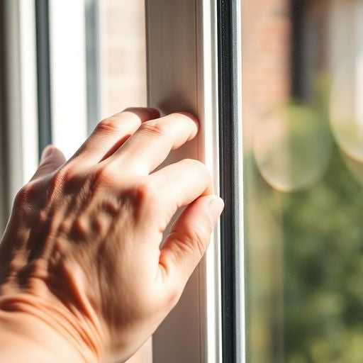 Person unlocking a sash window from the outside.