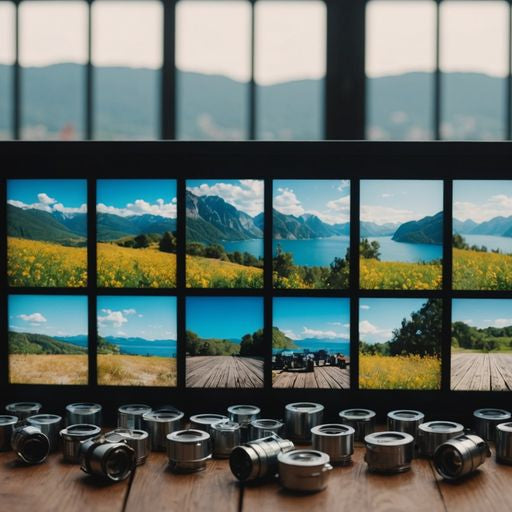 Various screen window parts on a wooden table.