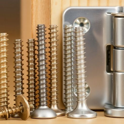 Different screw sizes next to door hinges.