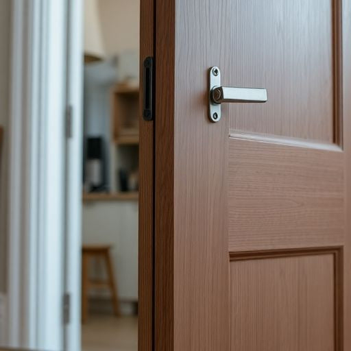 Bifold door partially open with tools nearby.