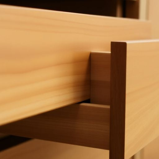 Wooden drawers on glides being removed from a chest.