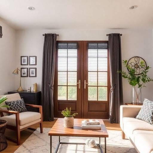 Stylish door blinds enhancing a cozy room decor.