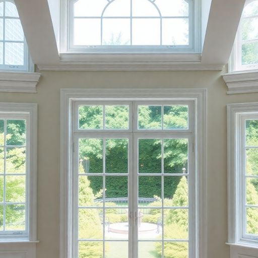 Elegant transom windows illuminating a stylish interior space.