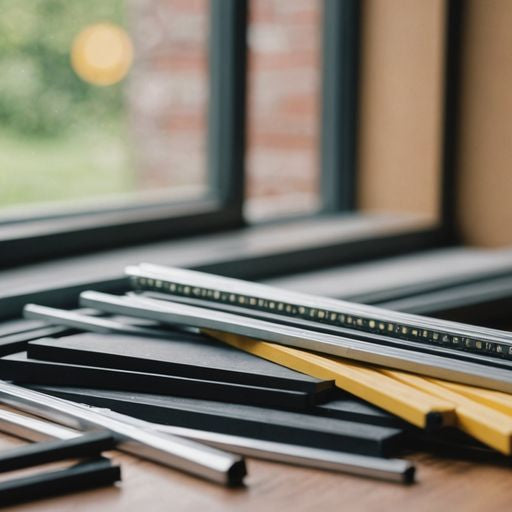 Different window weather stripping types and tools displayed.