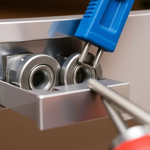 Ball bearings inserted into a drawer slide mechanism.