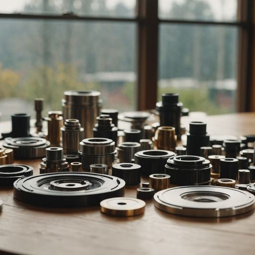 Assorted Andersen window parts on a wooden table.