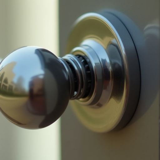 Close-up of door handle spring mechanism.