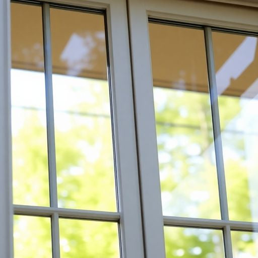 Close-up of a double hung window with open sashes.