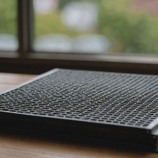 Assorted window screen replacement parts displayed on a table.