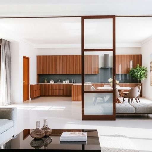 Modern sliding room dividers in a chic interior setting.