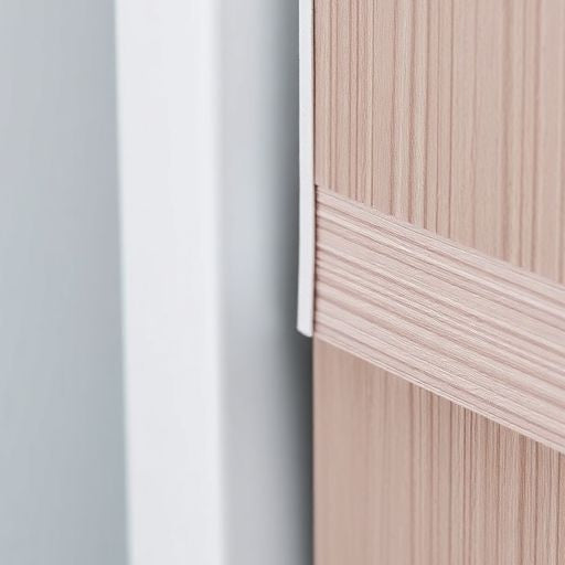 Close-up of an astragal strip on a door.