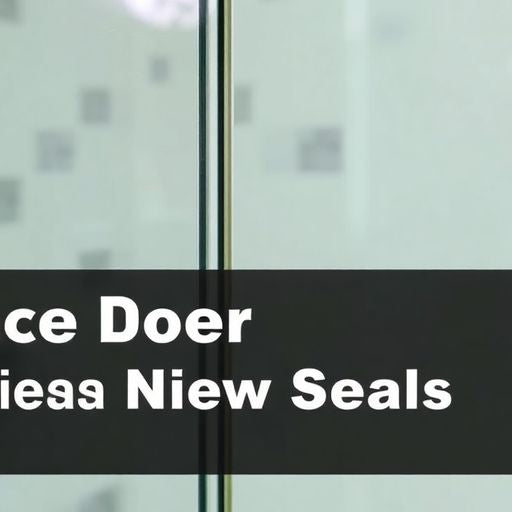 Close-up of a glass shower door with new seal.