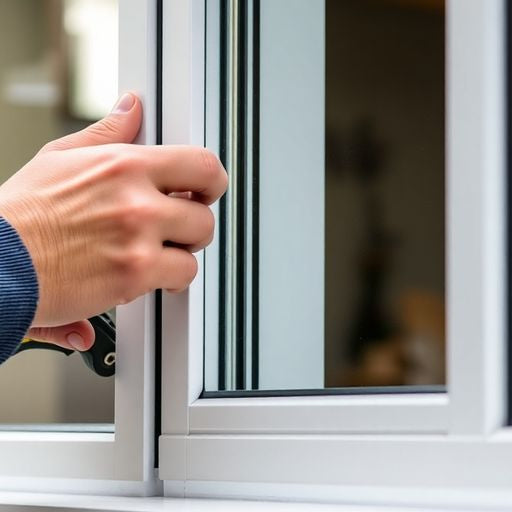 Person removing vertical sliding windows with tools.