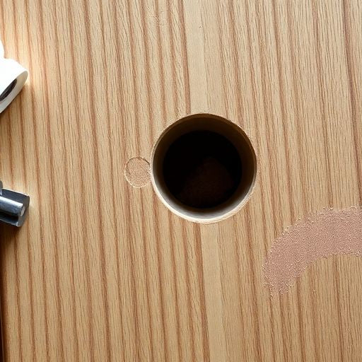 Repairing a hole in a stained hollow core door.