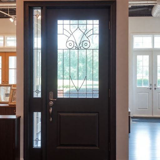 Elegant Pella door in a bright showroom setting.