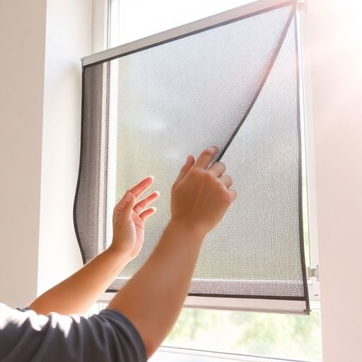 Person removing a window screen effortlessly in bright room.