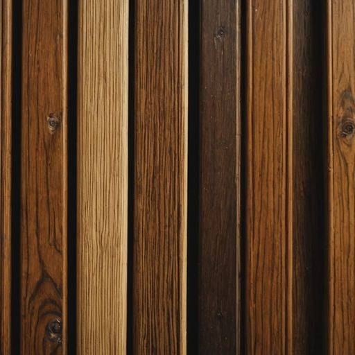 Different wood door weather stripping types on a table.