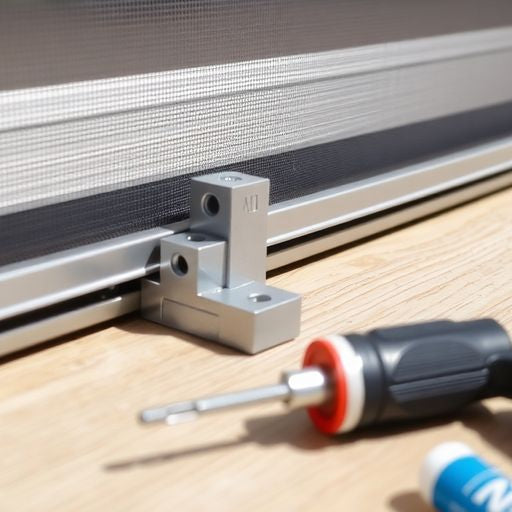Photograph of a sliding screen door and tools.