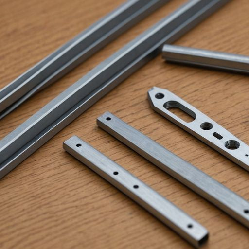 Essential screen window parts on wooden surface